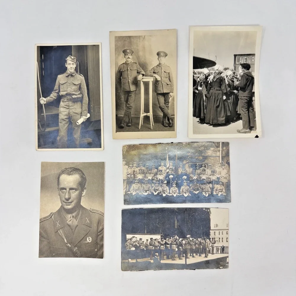 Lot of 6 Vintage WWI Military Real Photo Postcards British Army Portraits